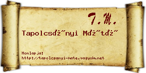 Tapolcsányi Máté névjegykártya